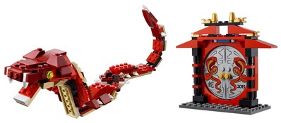 套裝可以拼搭出“蛇”和帶有蛇形圖案的傳統(tǒng)中式拱門，盡顯樂高的中國元素