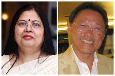 (左起) 美國寶石學(xué)協(xié)會(huì)（GIA) 印度及中東分會(huì)常務(wù)董事 Nirupa Bhatt 及國際珠寶首飾聯(lián)合會(huì)（CIBJO) 董事并泰國珠寶商協(xié)會(huì)（TGJTA) 顧問 Vichian Veerasaksri
